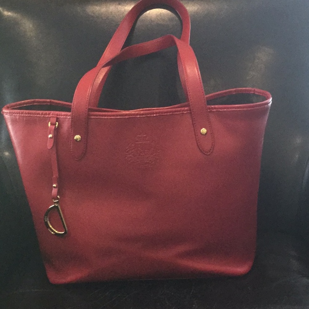 Ralph Lauren Red leather tote.
